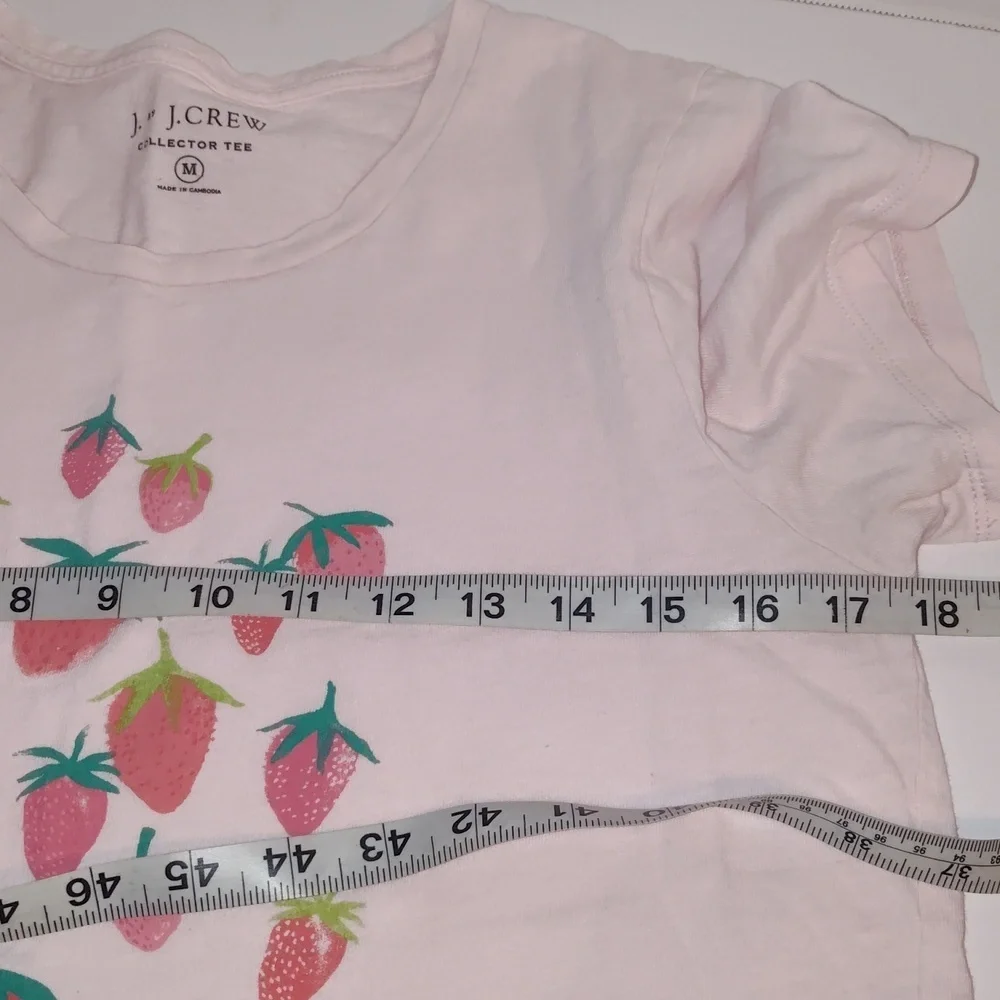 J.Crew  Pink Strawberry Short Sleeve Collector Tee  Size Medium